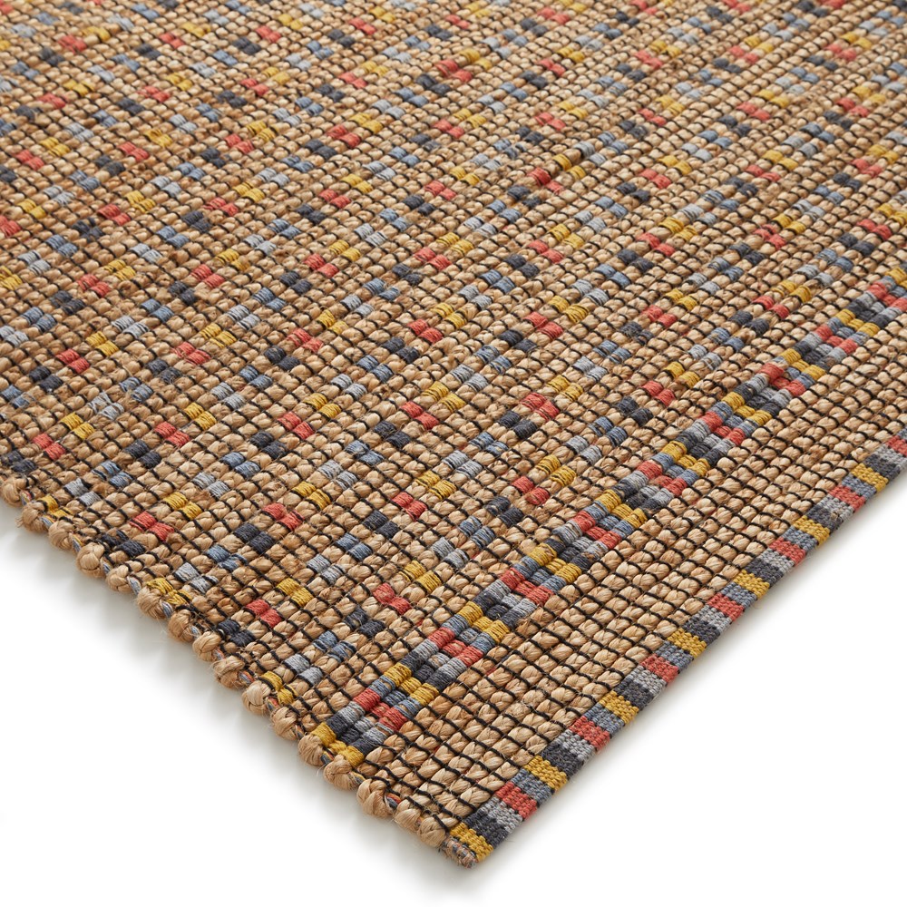 Lagos Modern Checkerboard Jute Runner Rugs in Multi